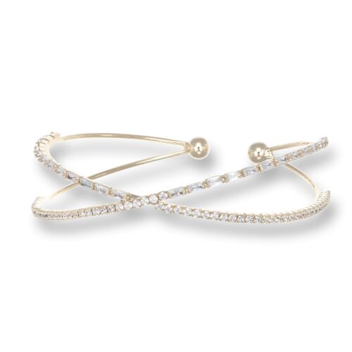 Bracciale donna semirigido con pietre bianche intrecciato