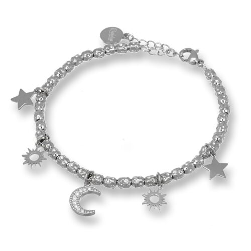 Bracciale In Acciaio A Palline Dodo Con Luna E Sole Revolution Gioielli Essenza