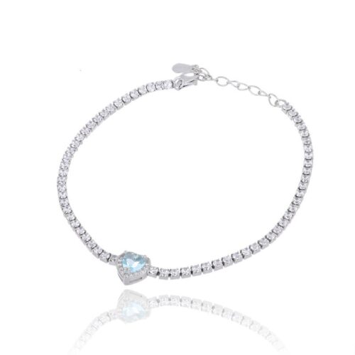 Bracciale TerryOro Tennis con Cuore in Argento 925 con Zirconi