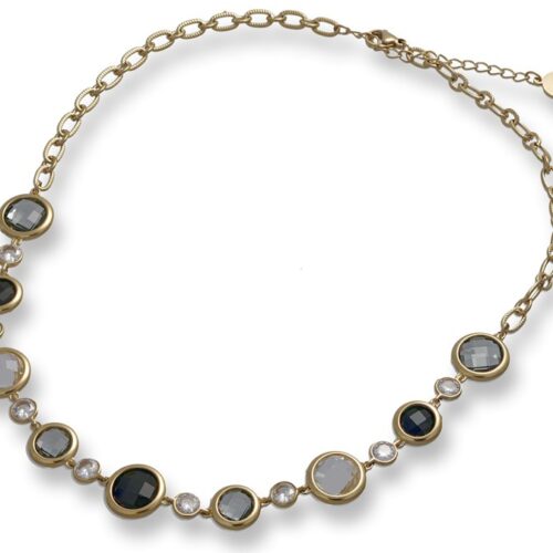 Collana Donna Revolution Gioielli Essenza Pietre Grigie Dorata