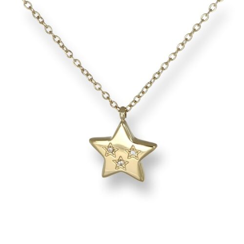 Collana donna acciaio dorato con stella piatta
